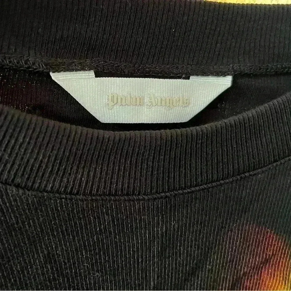 NWT PALM ANGELS FITTED RIBBED LONG SLEEVE CROPPED RIBBED T-SHIRT TEE BLACK L - Picture 9 of 11